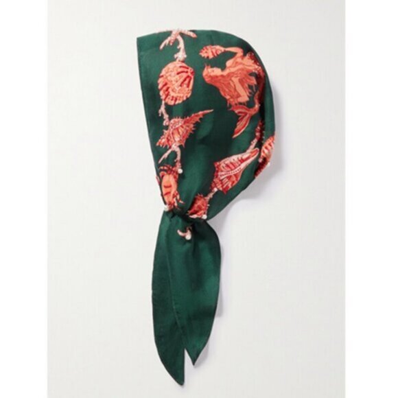 Clio Peppiatt - + The Vanguard Mermaid Embellished Printed Crepe De Chine Scarf - Picture 2 of 9